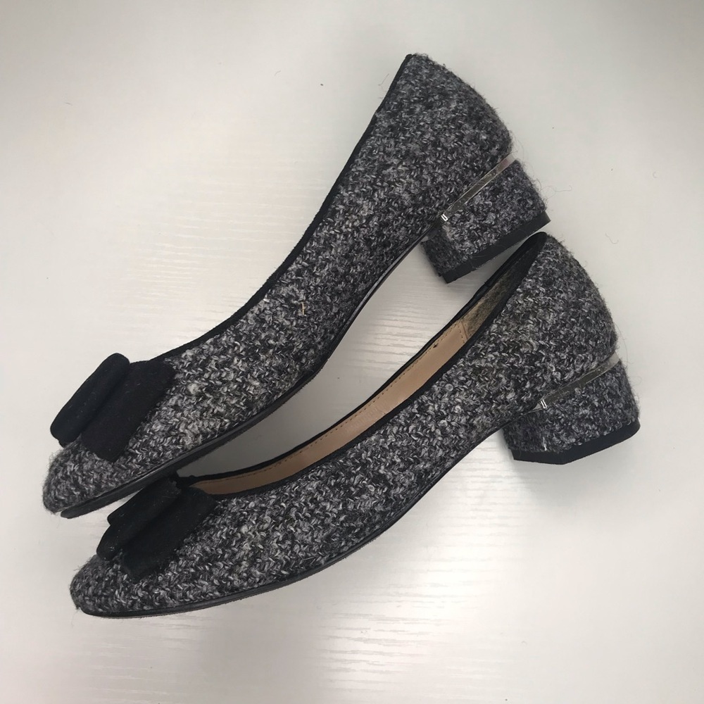 BP Tweed Ballet Flats with Black Bow - Picture 5 of 6